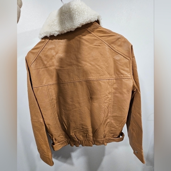 Real leather jacket in camel with faux sherling collar NWT - Picture 6 of 6
